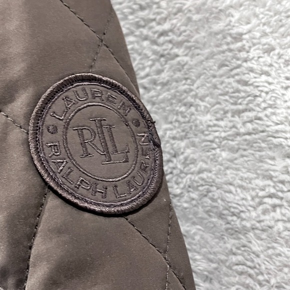 Lauren Ralph Lauren Jacket Womens Large Gray Brown Quilted Snap Lightweight Poly - Picture 11 of 15